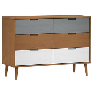 vidaXL Mesita de noche MOLDE madera maciza de pino marrón 113x40x80 cm