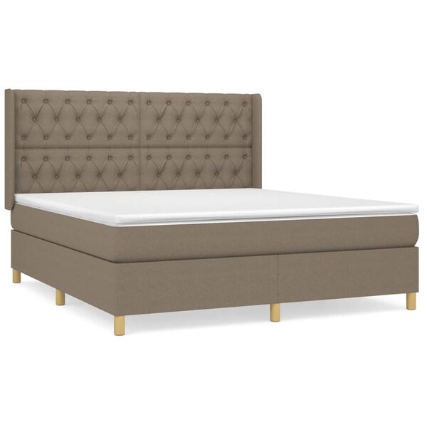 vidaXL Cama box spring con colch&oacute;n tela gris taupe 160x200 cm