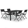 vidaXL Juego de comedor para jard&iacute;n 5 piezas con cojines gris y negro