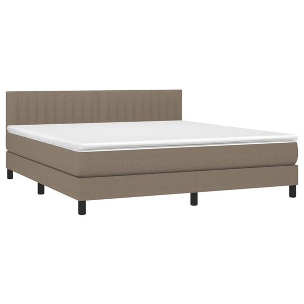 vidaXL Cama box spring con colch&oacute;n tela gris taupe 180x200 cm