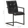 vidaXL Sillas voladizas de comedor 2 unidades cuero auténtico negro