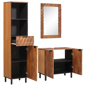 vidaXL Juegos de Ba&ntilde;o con caj&oacute;n 3 pcs Madera de Acacia Marr&oacute;n