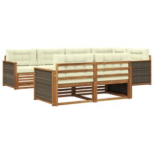 vidaXL Conjunto de sof&aacute;s de exterior 7 uds. Natural y Crema