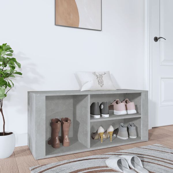 vidaXL Mueble zapatero madera contrachapada gris hormigón 100x35x45 cm