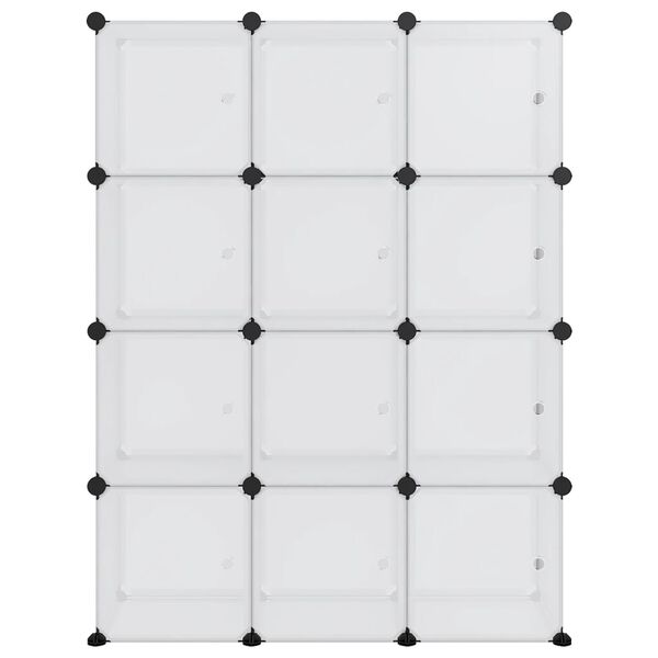 vidaXL Organizador de cubos de almacenamiento con 12 cubos y puertas, PP transparente