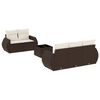 vidaXL Set sof&aacute;s de jard&iacute;n 6 piezas y cojines rat&aacute;n sint&eacute;tico marr&oacute;n