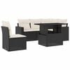 vidaXL Set de sof&aacute;s de jard&iacute;n 6 piezas y cojines rat&aacute;n sint&eacute;tico negro