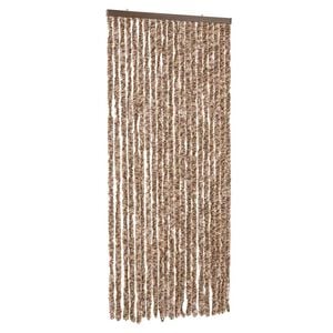 vidaXL Cortina antimoscas chenilla beige y marr&oacute;n oscuro 90x220 cm