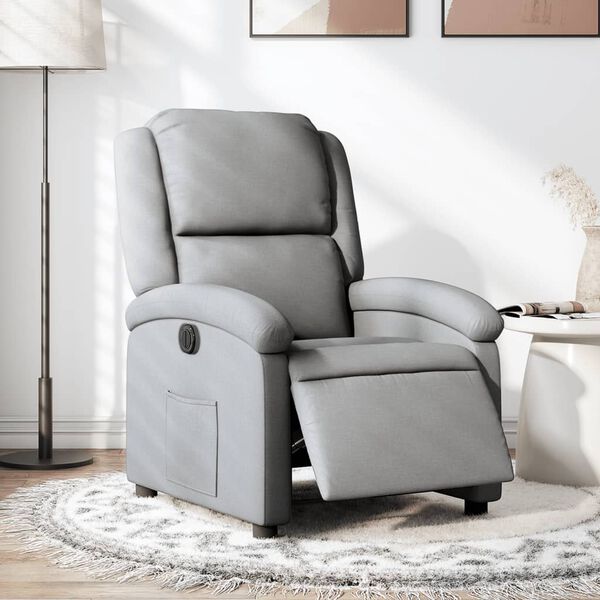 vidaXL Sill&oacute;n reclinable el&eacute;ctrico tela gris claro