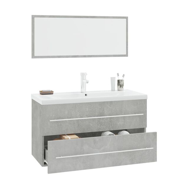 vidaXL Conjunto de muebles de baño 3 piezas gris hormigón