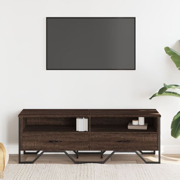 vidaXL Mueble de TV madera de ingenier&iacute;a marr&oacute;n roble 122x34x41 cm
