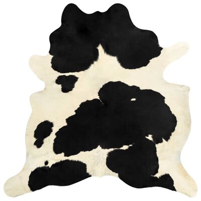 vidaXL Alfombra de piel de vaca auténtica negro y blanco 180x220 cm