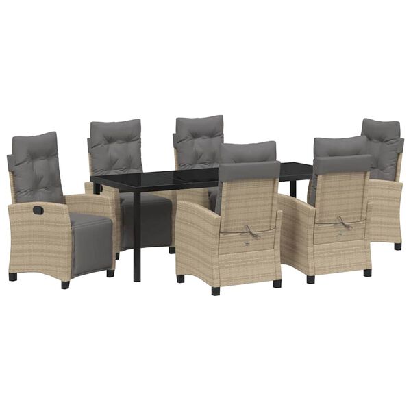vidaXL Conjunto de Comedor de Jard&iacute;n 7 pcs Beige rat&aacute;n sint&eacute;tico