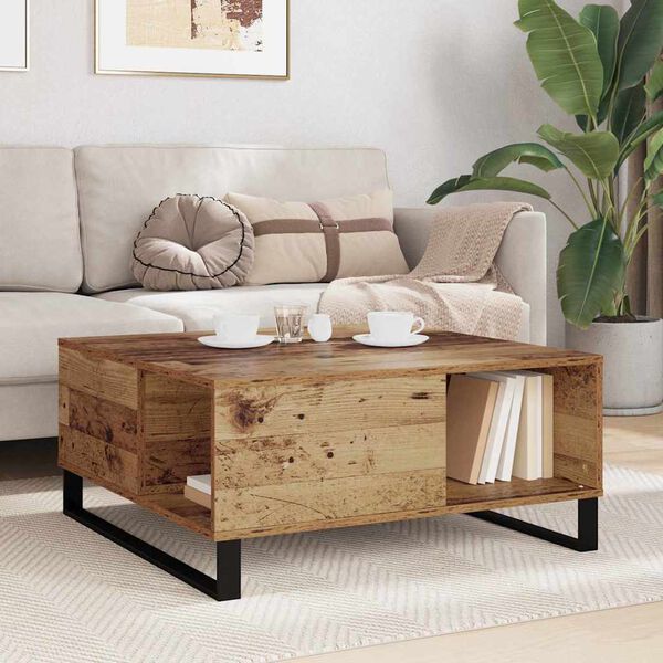 vidaXL Mesa de Caf&eacute; Madera envejecida 80 x 80 x 36,5 cm