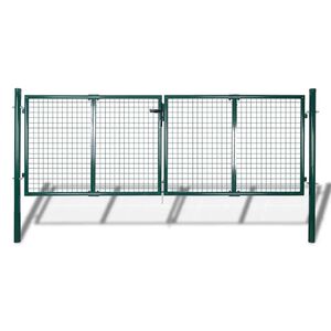 vidaXL Puerta de valla de acero 300 x 100 cm verde