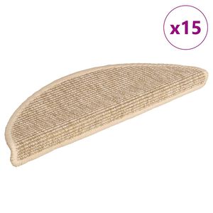 vidaXL Felpudos para escaleras 15 uds 56x17x3 cm Beige Claro Semicircular