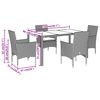 vidaXL Set comedor jard&iacute;n 5 pzas cojines rat&aacute;n sint&eacute;tico vidrio blanco