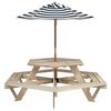 vidaXL Mesa de picnic hexagonal 6 ni&ntilde;os agujero sombrilla madera abeto