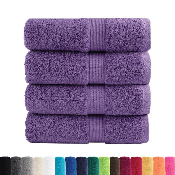 vidaXL Toallas de mano premium SOLUND 4 unidades, color morado, 30 x 30 cm, 600 g/m&sup2;