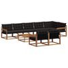 vidaXL Conjunto de sof&aacute;s de exterior con coj&iacute;n 9 pcs Natural y negro