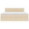vidaXL Cama con almacenamiento y colch&oacute;n Crema 160 x 200 cm