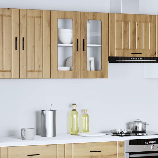 vidaXL Armario pared para cocina puerta cristal Porto roble artesanal