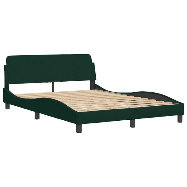 vidaXL Estructura de cama sin colch&oacute;n Hanko terciopelo verde oscuro 140x190 cm