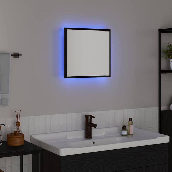 vidaXL Espejo de ba&ntilde;o LED con espejo Roble Negro 40 x 37 x 8.5 cm
