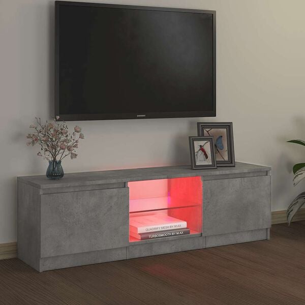 vidaXL Mueble de TV con luces LED gris hormig&oacute;n 120x30x36 cm