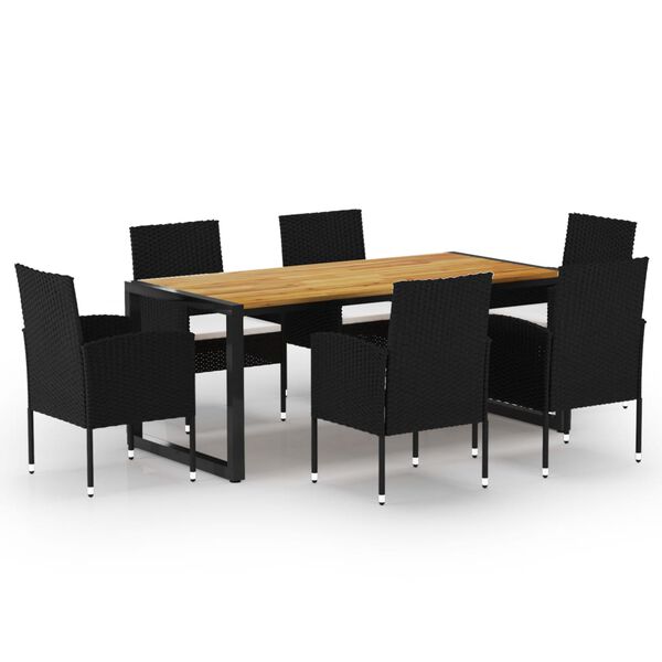 vidaXL Juego de comedor para jard&iacute;n de 7 piezas negro