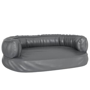 vidaXL Cama para perros de espuma cuero sint&eacute;tico gris 60x42 cm