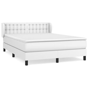 vidaXL Cama box spring con colch&oacute;n cuero sint&eacute;tico blanco 140x190 cm