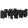 vidaXL Conjunto de Comedor de Jard&iacute;n 9 pcs Negro rat&aacute;n sint&eacute;tico