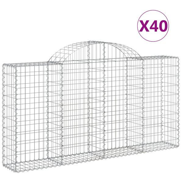 vidaXL Cestas gaviones 40 uds forma de arco hierro 200x30x100/120 cm