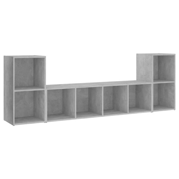 vidaXL Muebles de sal&oacute;n 3 piezas madera de ingenier&iacute;a gris hormig&oacute;n