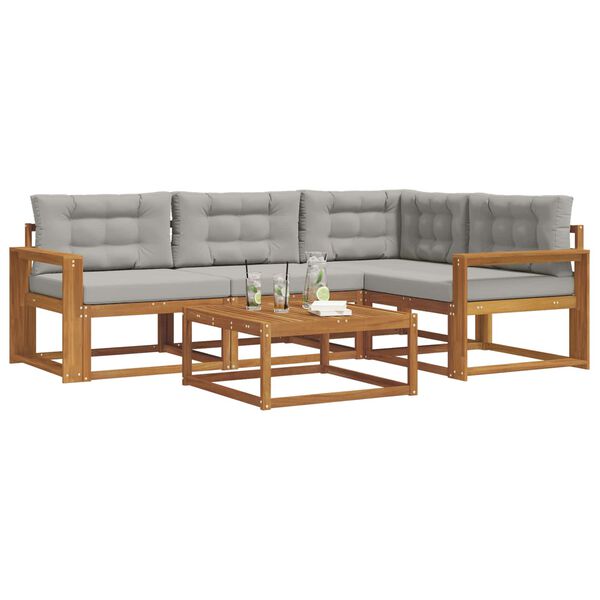 vidaXL Conjunto de sof&aacute;s de exterior 5 pcs Gris Natural y Claro