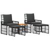 vidaXL Juego de muebles de exterior 5 pcs Negro y Gris oscuro