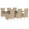 vidaXL Set comedor de jard&iacute;n 7 pzas con cojines rat&aacute;n sint&eacute;tico beige