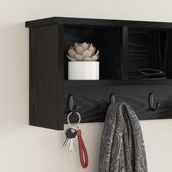 vidaXL Perchero de pared con estante Roble negro 75 x 16 x 26 cm