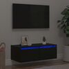vidaXL Mueble de TV con luces LED roble negro 75x35,5x25 cm