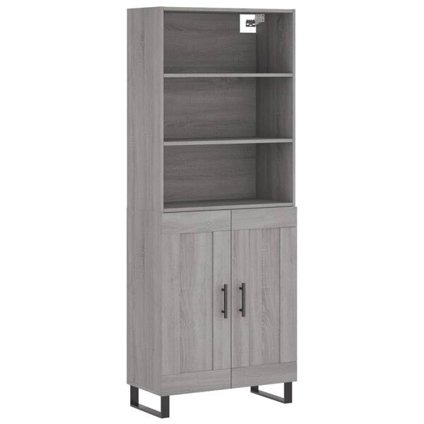 vidaXL Aparador alto madera contrachapada gris sonoma 69,5x34x180 cm