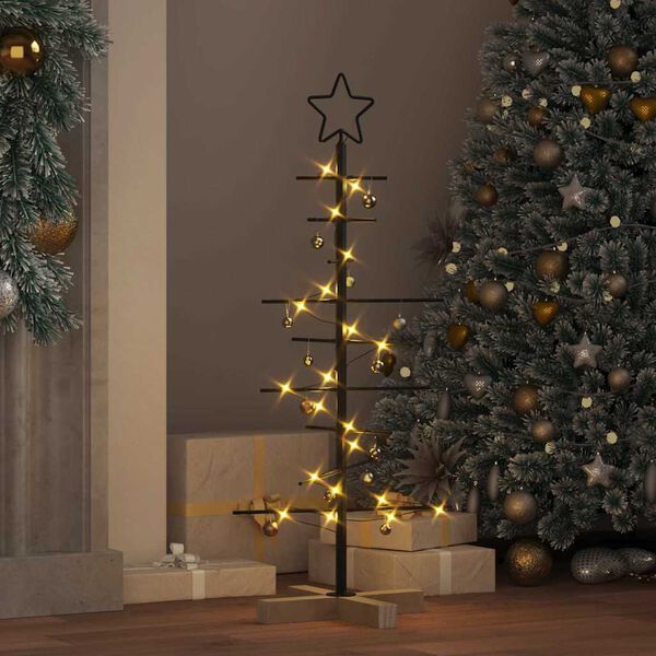 vidaXL Árbol de Navidad de metal con soporte Negro 90 cm