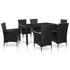 vidaXL Juego de comedor de jard&iacute;n 7 piezas rat&aacute;n sint&eacute;tico negro