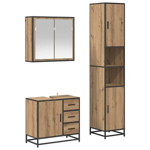 vidaXL Juego de muebles de ba&ntilde;o con caj&oacute;n 3 pcs Roble artesanal