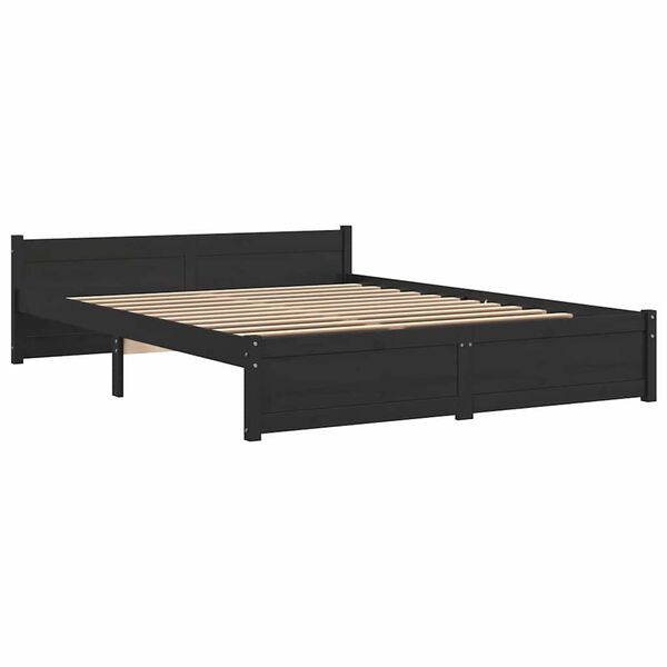 vidaXL Estructura de cama doble sin colch&oacute;n madera negro 150x200 cm