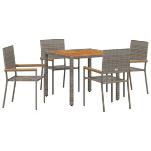 vidaXL Conjunto de Comedor de Jard&iacute;n 5 uds. Gris rat&aacute;n sint&eacute;tico
