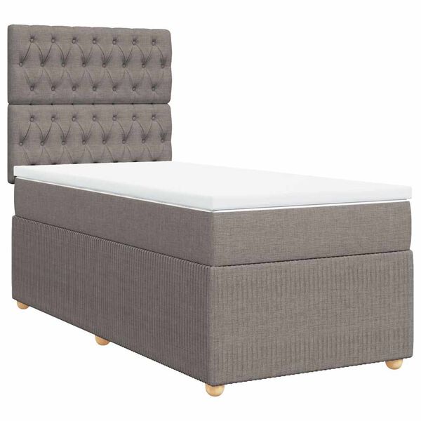 vidaXL Cama box spring con colch&oacute;n tela gris taupe 80x200 cm