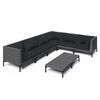vidaXL Sof&aacute;s de jard&iacute;n 7 piezas y cojines rat&aacute;n sint&eacute;tico gris oscuro