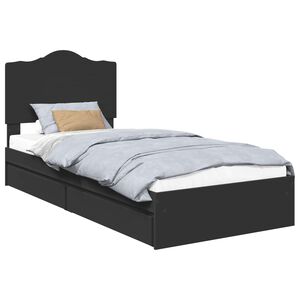 vidaXL Cama con almacenamiento Negro 75 x 190 cm Madera de ingenier&iacute;a