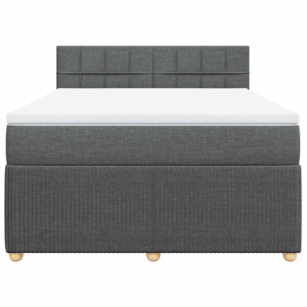 vidaXL Cama box spring con colch&oacute;n tela gris oscuro 140x200 cm